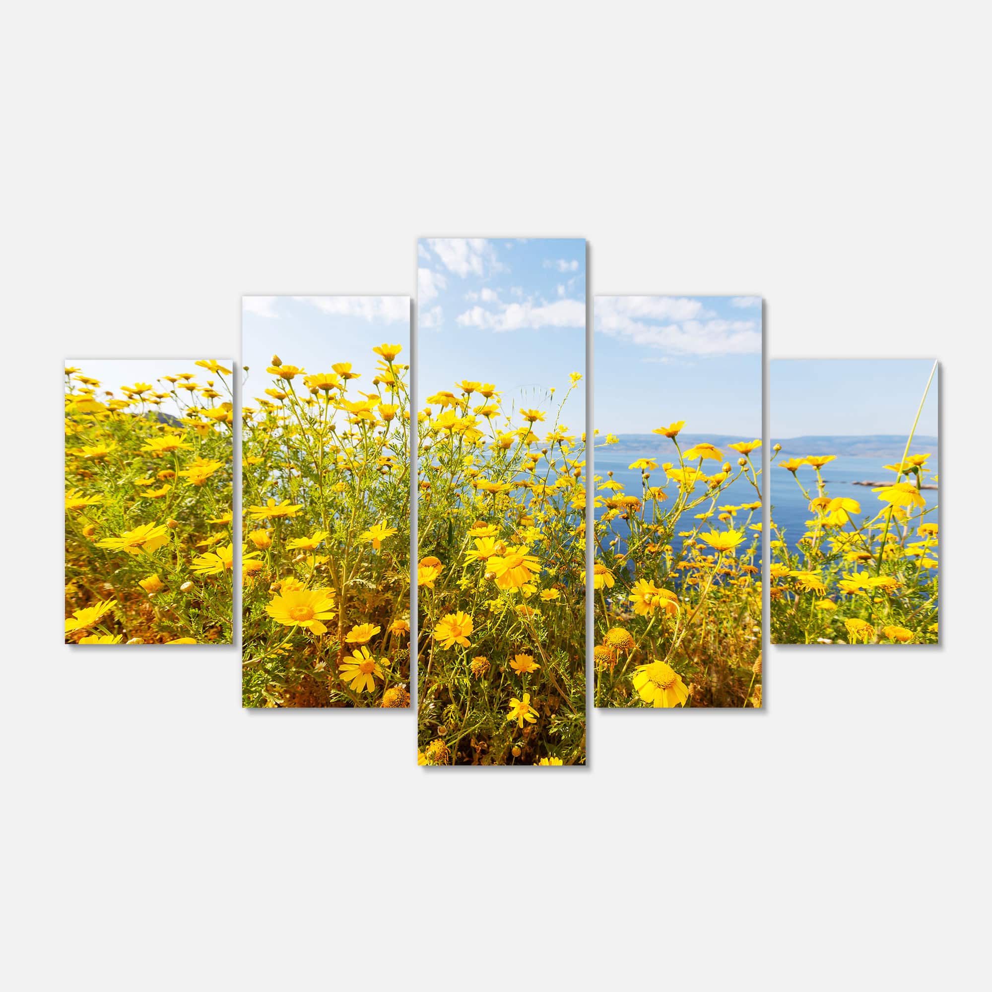 Designart - Little Yellow Flowers over Seashore